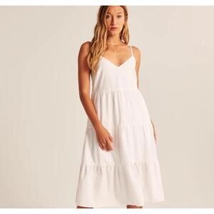 Abercrombie & Fitch Poplin White Midi Dress Women’s S Bridal Brunch Bachelorette